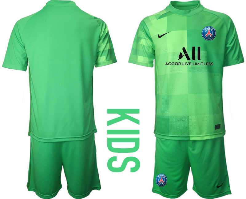 Youth 2021-2022 Club Paris St German green goalkeeper blank Soccer Jersey